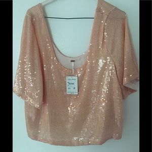 Free People Crop Sequin Top - L Large